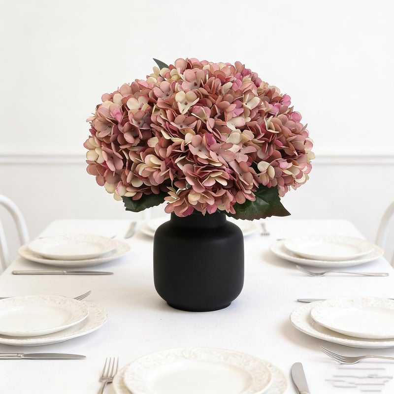 Kimura's Cabin 6pcs Fake Hydrangea Flowers Vintage Artificial Silk Hydrangeas Bouquets Faux Hydrangea with Stems for Autumn Wedding Party Home Garden Table Center Decoration (Pink Purple) - Image 3